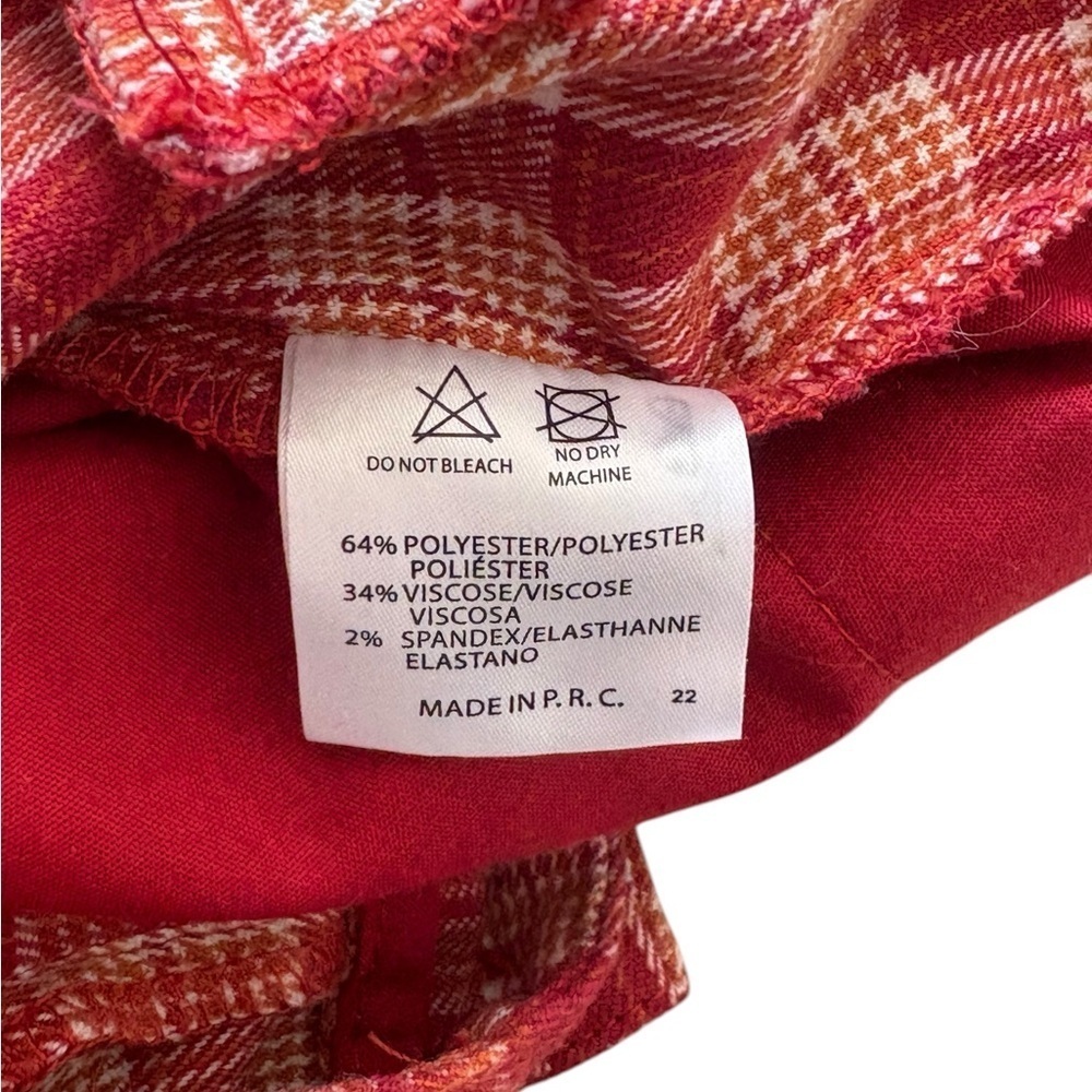 Brandy Melville Women's Red Orange Valentina Plaid Pants One Size - Picture 5 of 8